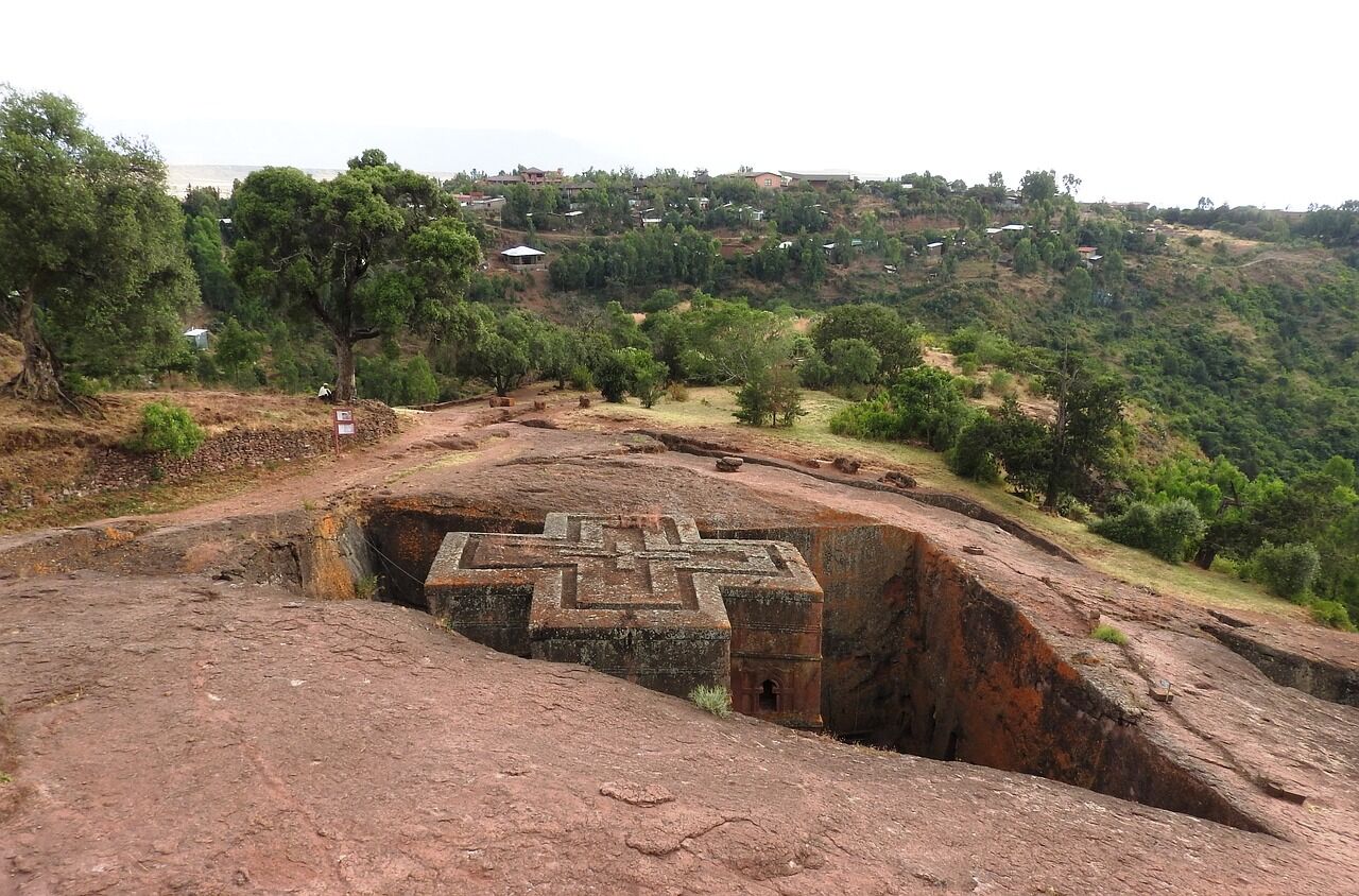 Kirche Bet Giyorgis in Lalibela im Norden von Äthiopien