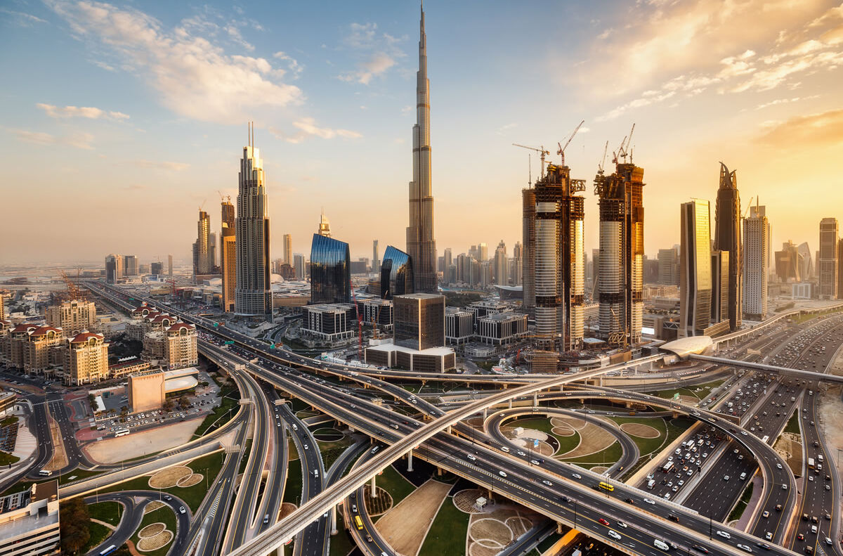 Skyline mit Burj Khalifa in Dubai