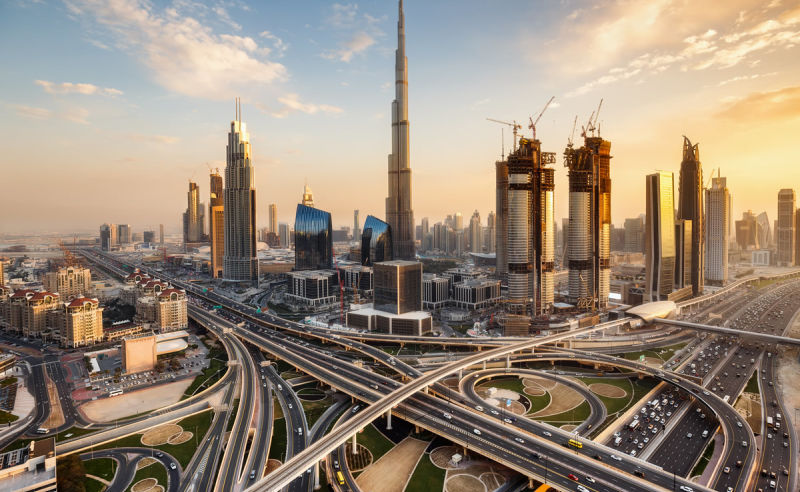 Skyline mit Burj Khalifa in Dubai
